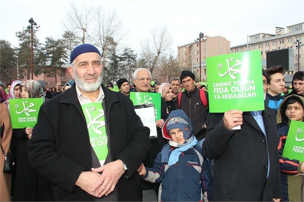 ERZURUM'DA ZULME LANET, PEYGAMBERE SAYGI YÜRÜYÜŞÜ