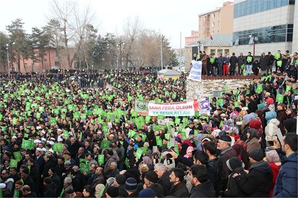 ERZURUM'DA ZULME LANET, PEYGAMBERE SAYGI YÜRÜYÜŞÜ