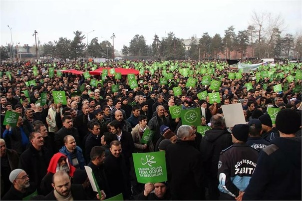 ERZURUM'DA ZULME LANET, PEYGAMBERE SAYGI YÜRÜYÜŞÜ