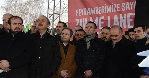 ERZURUM'DA ZULME LANET, PEYGAMBERE SAYGI YÜRÜYÜŞÜ