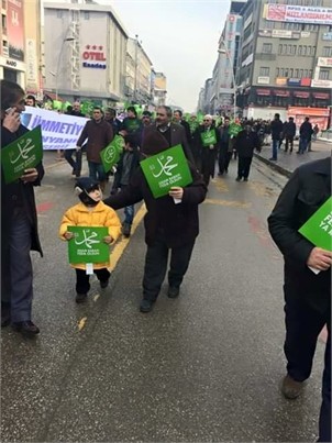 ERZURUM'DA ZULME LANET, PEYGAMBERE SAYGI YÜRÜYÜŞÜ