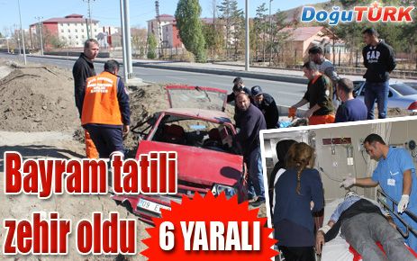 AŞKALE’DE OTOMOBİL TAKLA ATTI: 6 YARALI